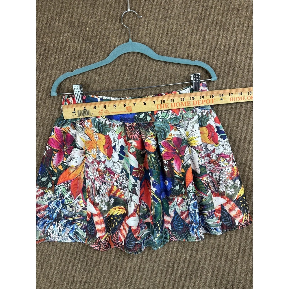 Zara Skirt Womens M Multicolor Pleated Short Elastic Waist Floral Pull On